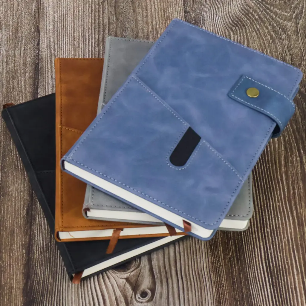 Elegant A5 Leather Notebook With Pocket