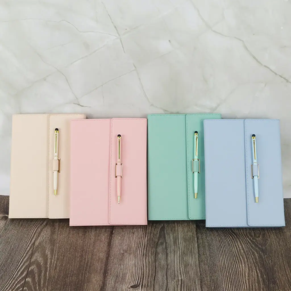 A5 Leather Notebook with Pen and Inner Card Slots