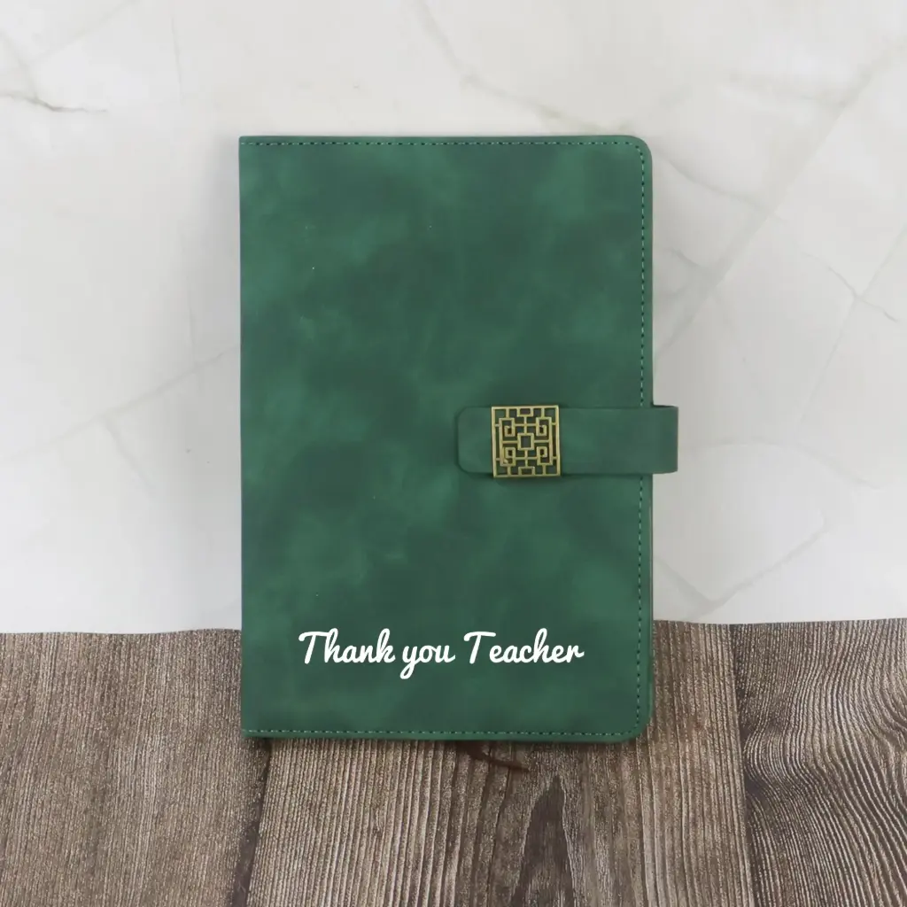  Teacher Elegant A5 Leather Notebook Green 