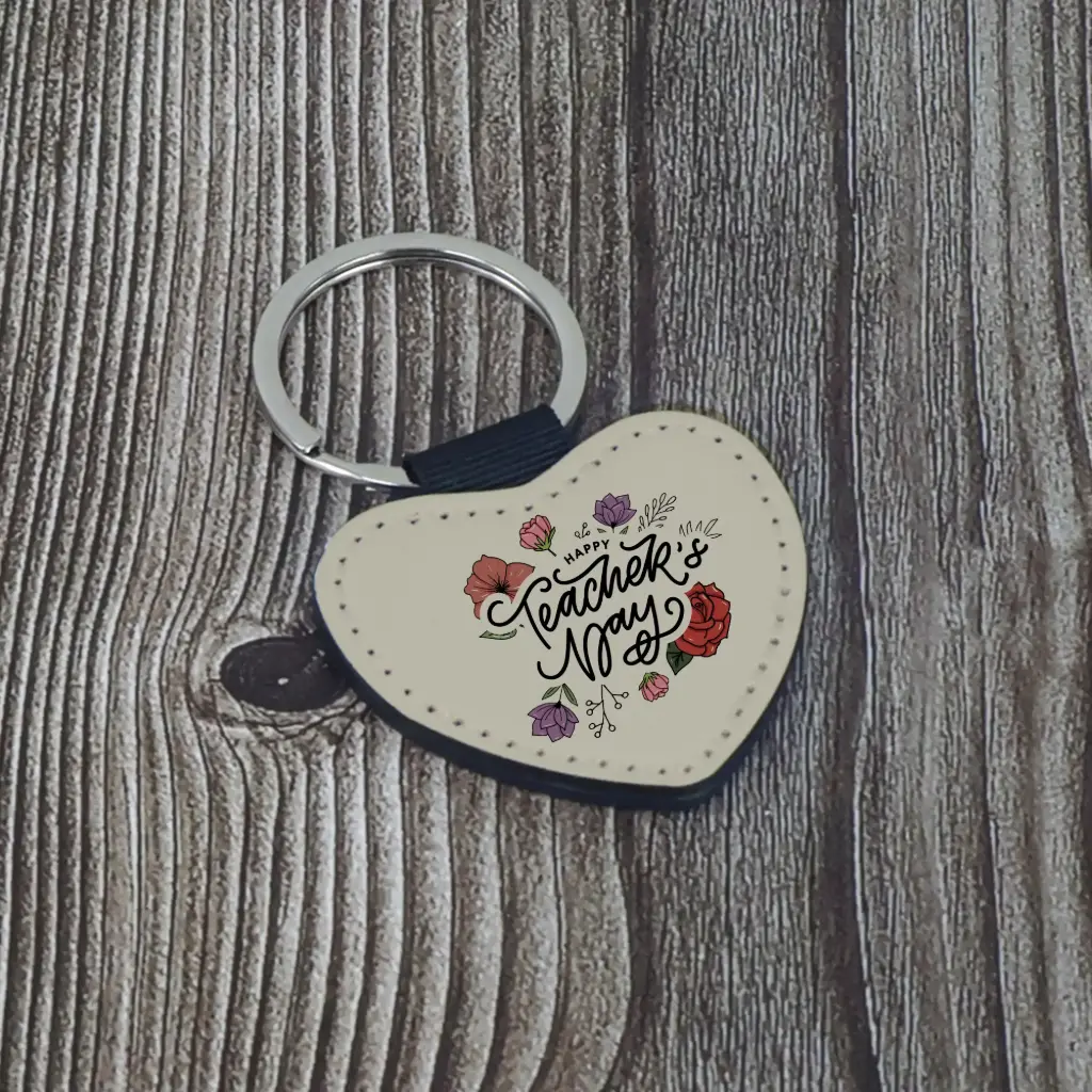 Teacher’s Day PU Leather Heart-Shaped Keychain