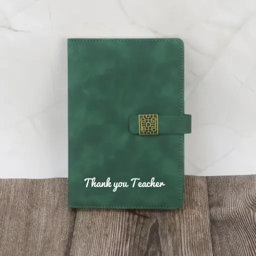  Teacher Elegant A5 Leather Notebook Green 