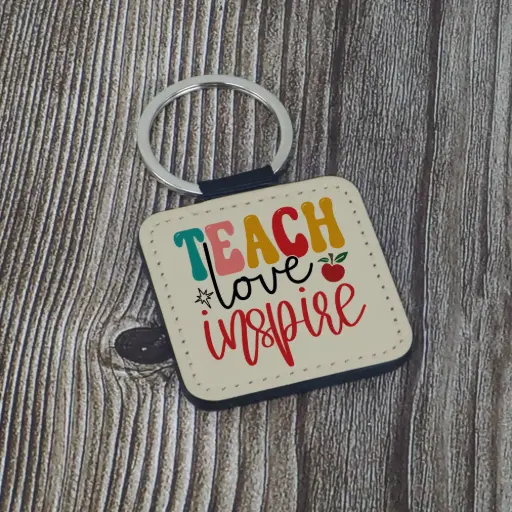 Teacher’s Day PU Leather Square Keychain